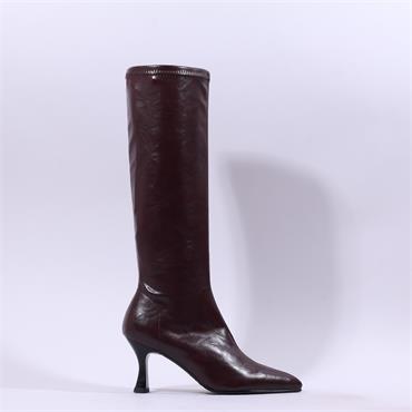 Miss Elastic Pointed High Heel Knee High - Maroon